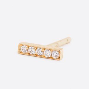 NEW Diamond and yellow gold bar earrings (pair)